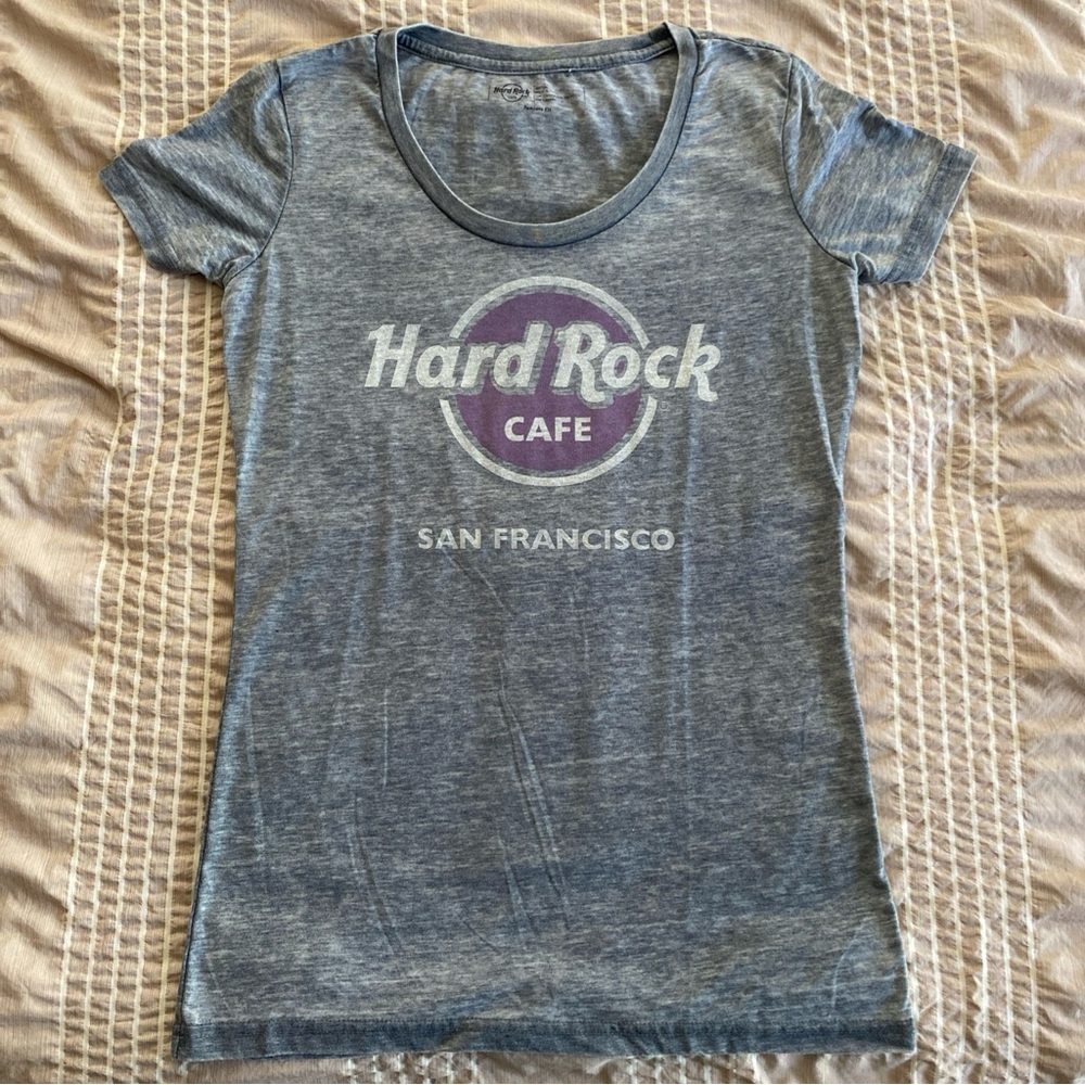 Hard Rock Cafe San Francisco M Junior Fit Heather Grey T-Shirt Tee Lightweight